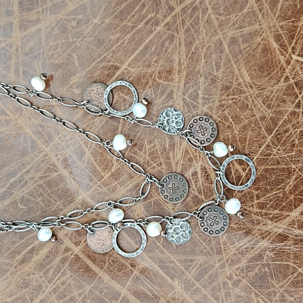 SILPADA  Pearls Copper Coin Charms necklace